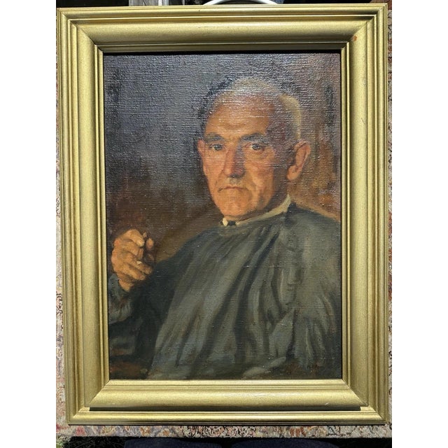 Heinrich Pforr, Stern Gaze – Portrait of the Hessian Farmer Otto Gundlach, Oil Painting on Canvas For Sale - Image 13 of 13