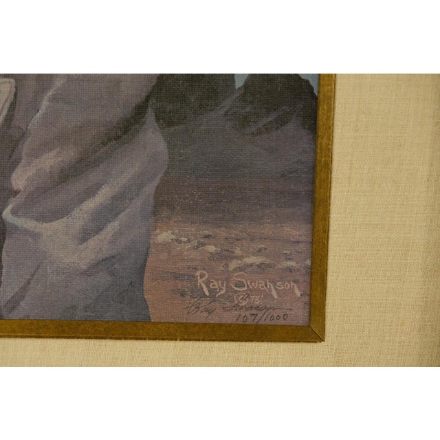 1980s Ray Swanson "The Old Man With the Turquoise Necklace" Limited Edition Canvas Print, Framed For Sale - Image 4 of 5
