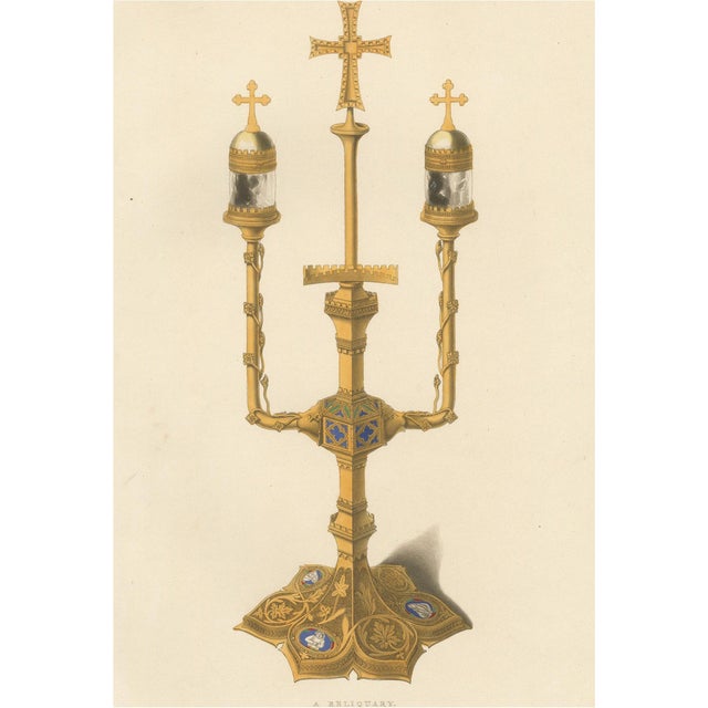 Medieval Reliquary Gothic Church Treasure, 1850, Print on Paper For Sale