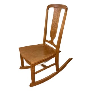 Antique Tiger Oak Rocking Chair, Side Chair and Accent Table, Set of 3 For Sale