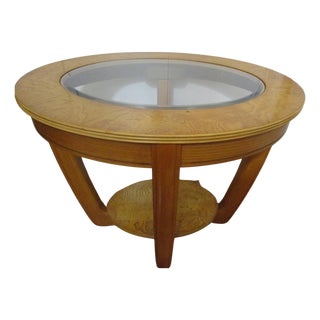 Art Deco Style Oval Elm Coffee Table For Sale