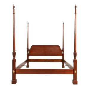Baker Furniture Georgian Carved Mahogany Queen Size Poster Bed