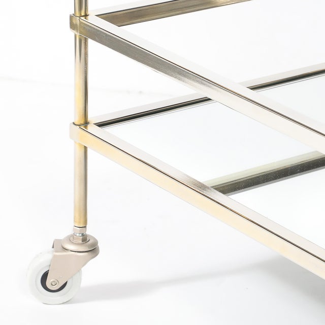 Mid-Century Modern Two-Tier Bar Cart in Antiqued Nickel Finish For Sale - Image 13 of 18