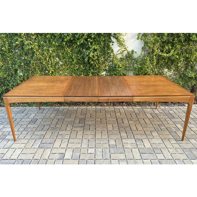 1960s Restored Mid Century Lane Rhythm Walnut Dining Table With Two Leaves For Sale - Image 10 of 13