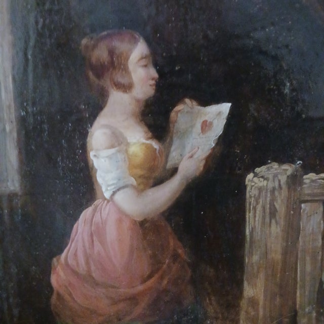 American The Valentine - 19th Century Oil on Metal Plate - Americana For Sale - Image 3 of 7
