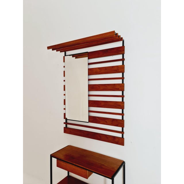 Mid-Century Modern German Wall Coat Rack with Mirror, 1960s For Sale - Image 4 of 11