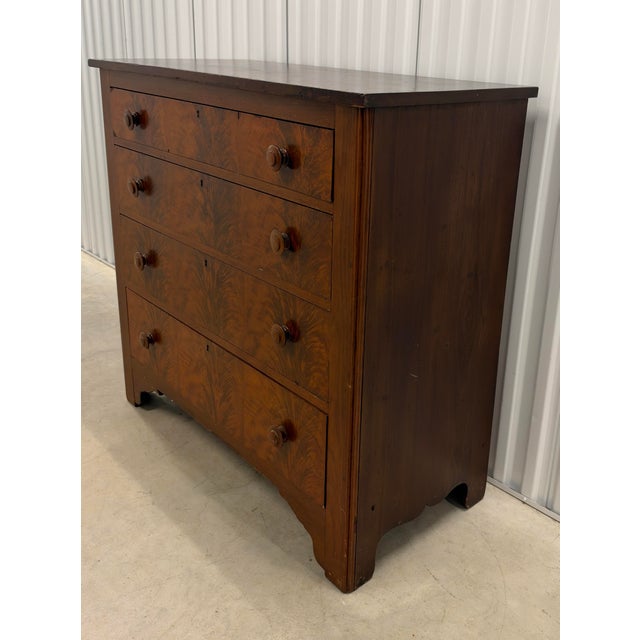 19th Century American Empire Figured Wood Four-Drawer Chest of Drawers Flame Mahogany For Sale - Image 6 of 12