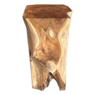 Andrianna Shamaris Organic Teak Wood Pedestal or Side Table For Sale