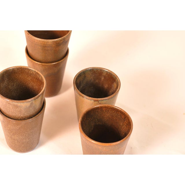 1970s Brutalist Stoneware Cups from Digoin, 1970s, Set of 6 For Sale - Image 5 of 7