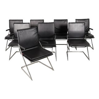 Zuo Modern Modern Chrome & Black Dining / Office Arm Chairs- Set of 8 For Sale
