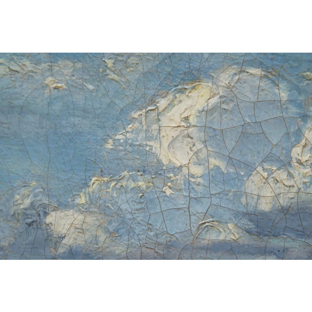 Antique European Fisherman River Cottage Oil Landscape on Canvas by Charles Martin For Sale - Image 10 of 13