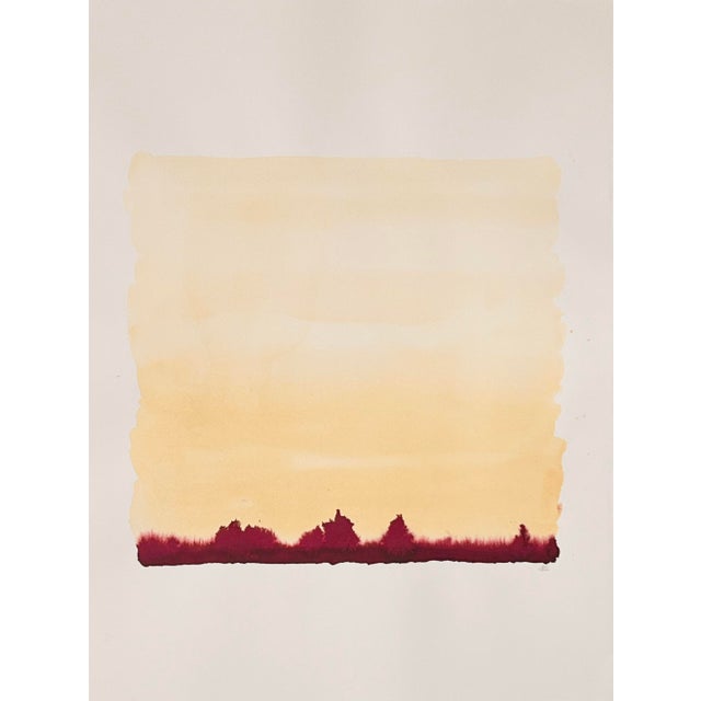 Original Ink and Watercolor Abstract Painting, a View of Columbia Hills, Minimal Color Painting For Sale