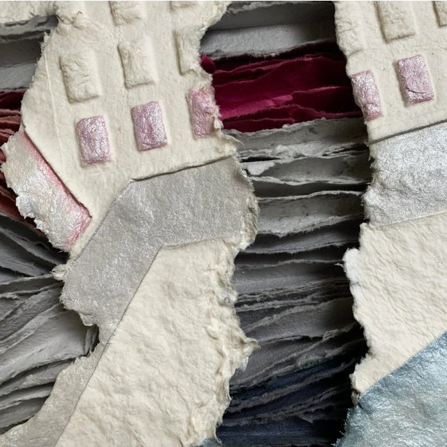 Contemporary 1980s Large Authentic Signed Martha Chatelain Handmade Paper Sculpture Mounted on Acrylic For Sale - Image 3 of 7