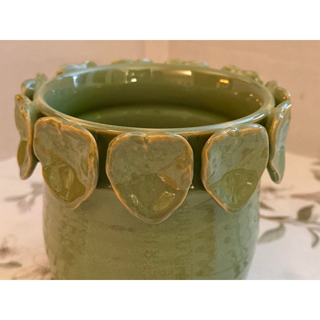 Green Vintage Ceramic Stoneware Planter For Sale - Image 8 of 8