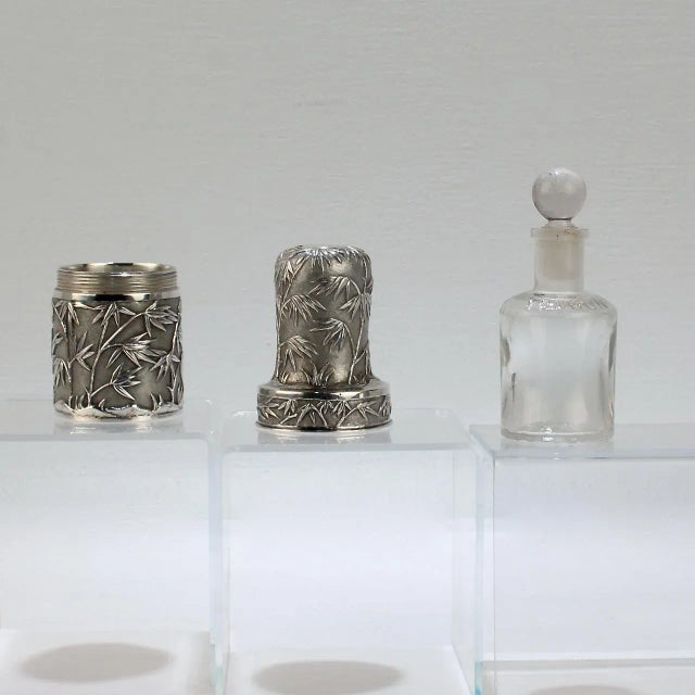 Antique Wang Hing & Co. Chinese Export Silver Travel Dresser Bottle For Sale In Philadelphia - Image 6 of 13