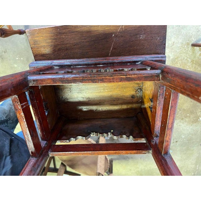 Wood Early 20th Century Antique Chinoiserie Style Wooden Footstool For Sale - Image 7 of 7