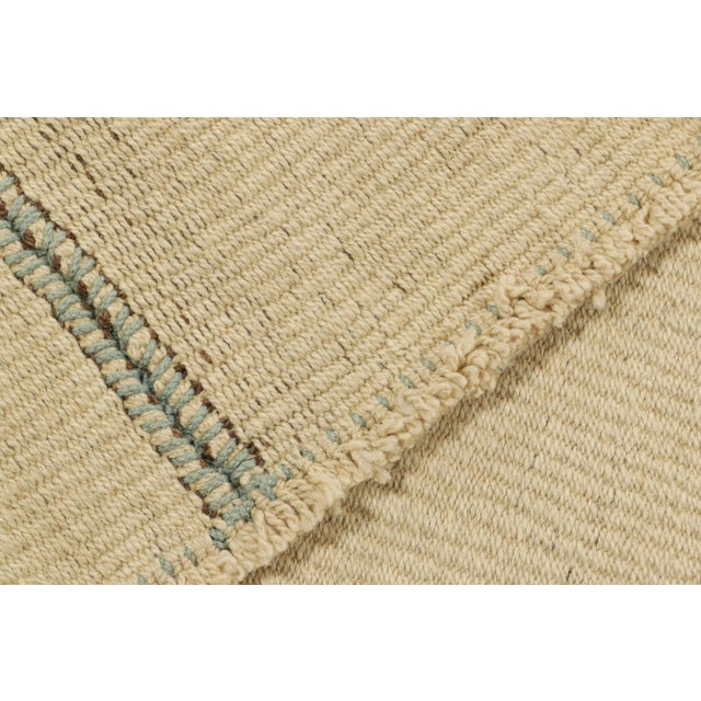 Textile Rug & Kilim’s Contemporary Oversized Kilim in Blue and Beige Textural Stripes For Sale - Image 7 of 7