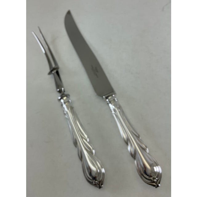 Metal 1980s Silver Pair Carving Set, Carving Fork & Carving Knife, Lily. For Sale - Image 7 of 9