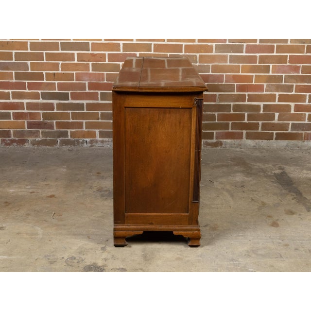 English Walnut 19th Century Flip Top Sideboard with Drawers and Brass Hardware For Sale - Image 9 of 12