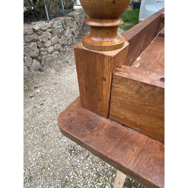 Brown Oak Farmhouse Dining Table with Drawer, 1950s For Sale - Image 8 of 18