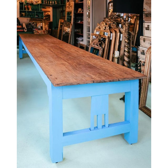 Very Long Vintage French Wooden Cloister Table For Sale - Image 4 of 11