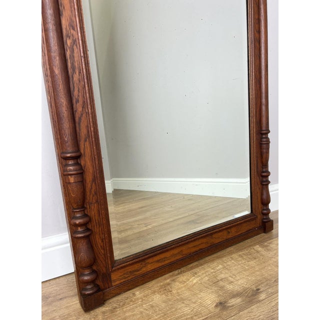 Antique French Oak Wall Mirror wirh Carved Frame For Sale - Image 6 of 14