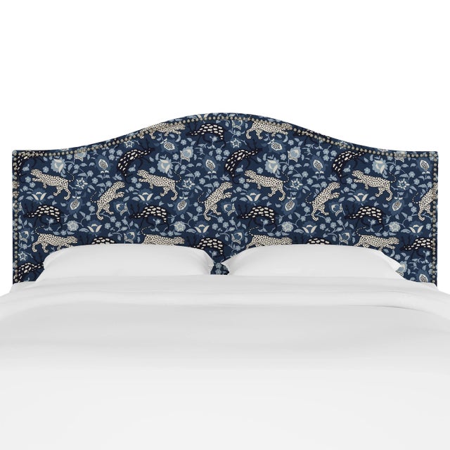 Transitional Ashland Headboard in Blue Leopard, Twin For Sale - Image 3 of 6
