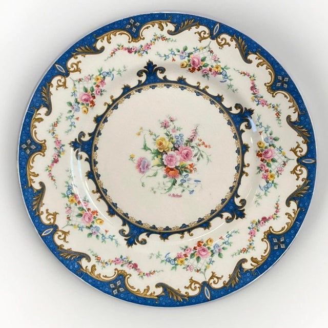 Delicate 10.75" dinner plates by Myott Staffordshire in the Sevres Blue pattern, a pattern now discontinued. These are in...