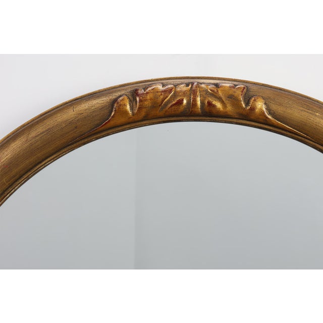 Gold Art Deco Oval Gilt Oak Mirror, Belgium, 1920s For Sale - Image 8 of 11