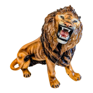Italian Favaro Cecchetto Life Size, Hand Painted, Mid 20th Century Ceramic Lion Figure