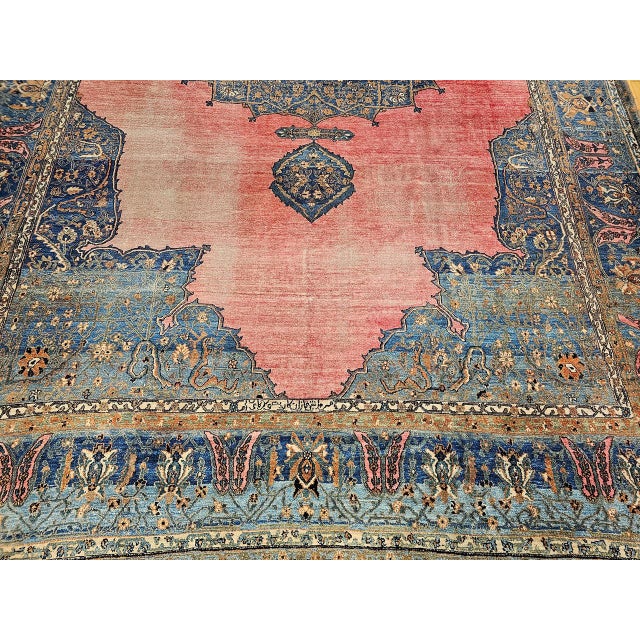 19th Century Oversized Persian Khorassan Rug, Hand-Knotted Wool, Floral Pattern, Red & Blue, 11’ X 16’ For Sale - Image 13 of 18