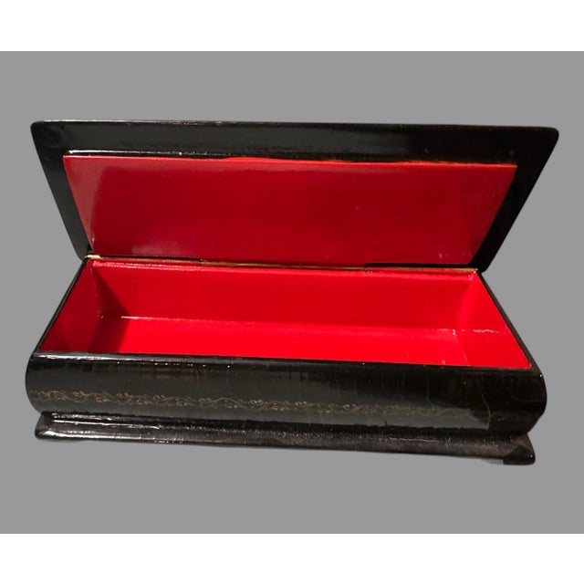 Folk Art Vintage Hand Painted Lacquer Miniature Keepsake Box Prince Ivan Firebird For Sale - Image 3 of 5