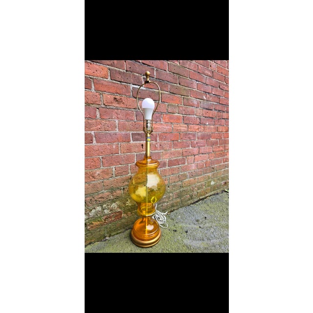 Mid 20th Century Hollywood Regency Marbro Original Amber Glass Lamp For Sale In New York - Image 6 of 8