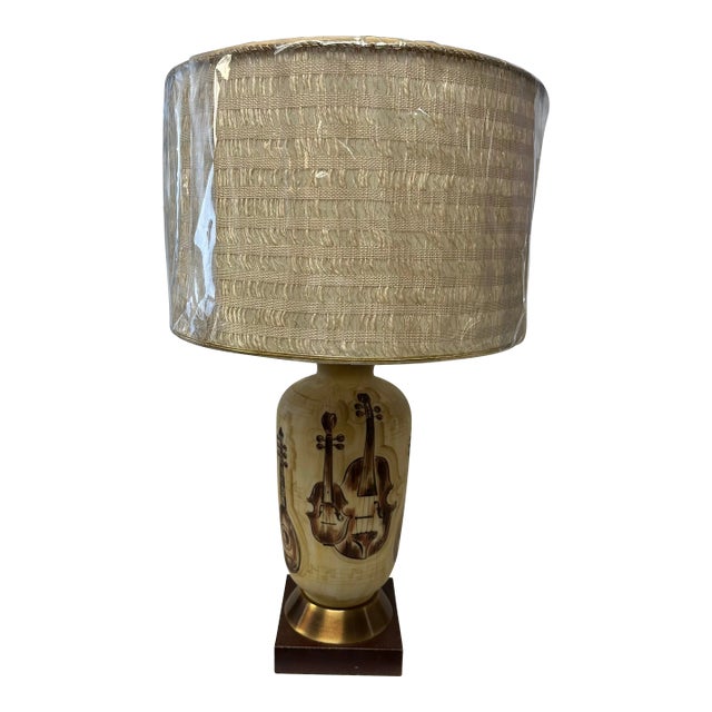 1950s Mid-Century Modern Hand Painted Musical Lamp For Sale