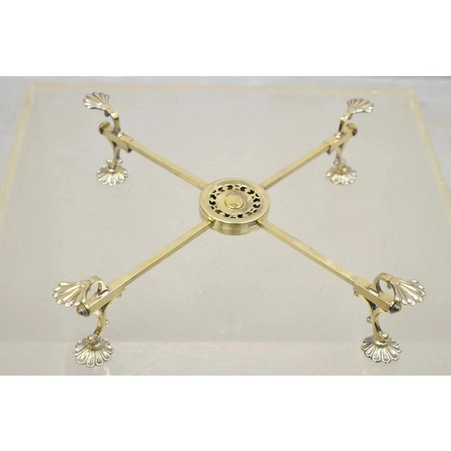 Vintage LFS LTD English Sheffield Brass Tone Metal Expandable Footed Trivet For Sale - Image 10 of 10