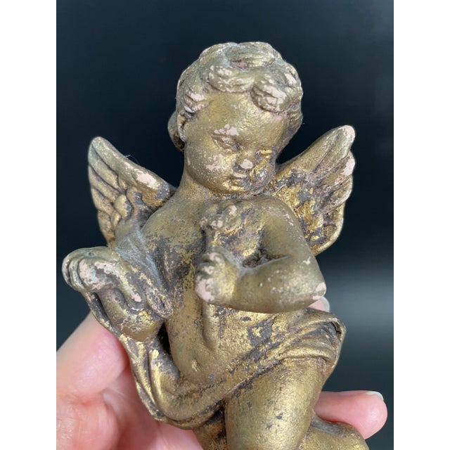 Gold 19th Century Gilt Plaster Gesso Cherub Wall Sculptures - a Pair For Sale - Image 8 of 12