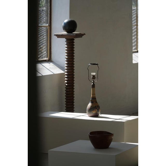 1930s Art Nouveau Table Lamp in Terracotta attributed to L. Hjorth, Bornholm, 1930s For Sale - Image 5 of 15