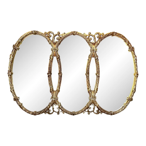 Rare Vintage Triple Oval Mirror 66”w | Statement Mirror