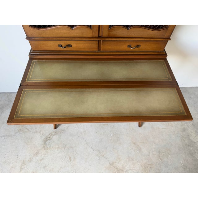 Vintage Weiman French Provincial Louis XV-Style Secretary Desk With Bookcase Hutch For Sale - Image 9 of 13