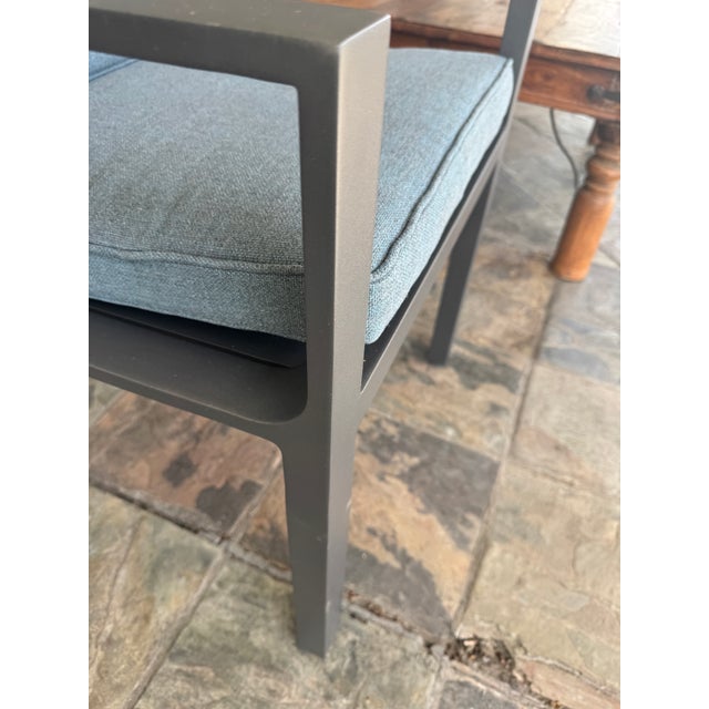 Restoration Hardware Rhodes Aluminum Outdoor Dining Armchairs, Pair For Sale - Image 12 of 12