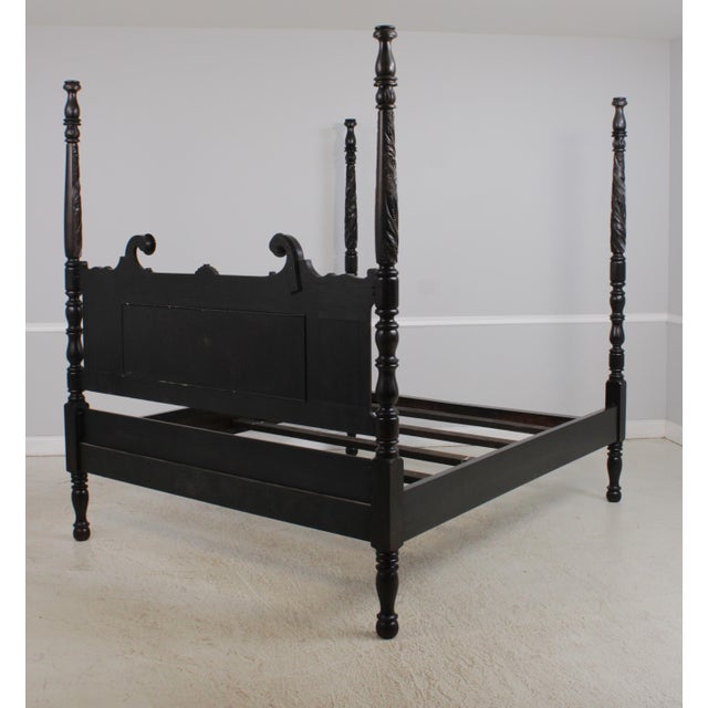 1980s Ralph Lauren King Size Black Plantation Poster Bed For Sale - Image 5 of 16