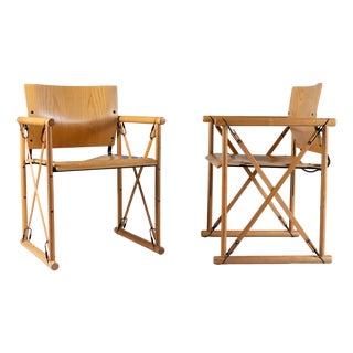 Vintage Light Wood Directors Chairs, 1960, Set of 2 For Sale
