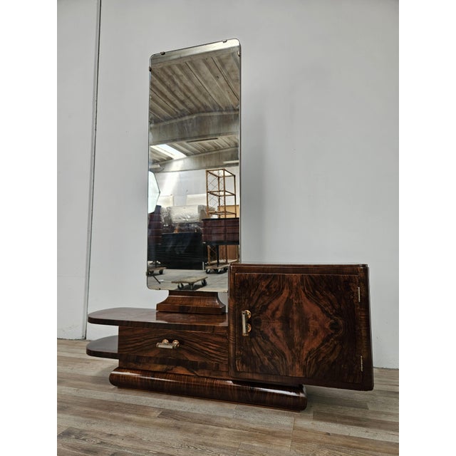 Art Deco Walnut Dressing Table with Mirror, 1940 For Sale - Image 18 of 18