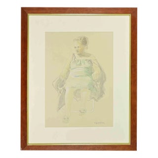 Sigfrido Oliva, Seated Woman, Drawing on Paper, 1990s For Sale