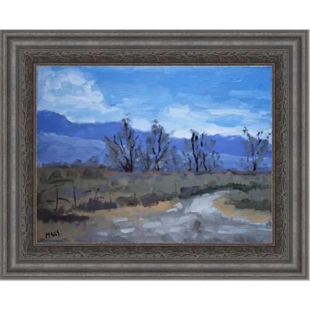 Contemporary Purple Mountains Desert Valley, Oil Painting by L Haas For Sale - Image 3 of 4