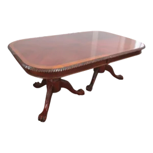 Chippendale Style Ornate Hand Carved Mahogany Ball-And-Claw Feet Dining Table