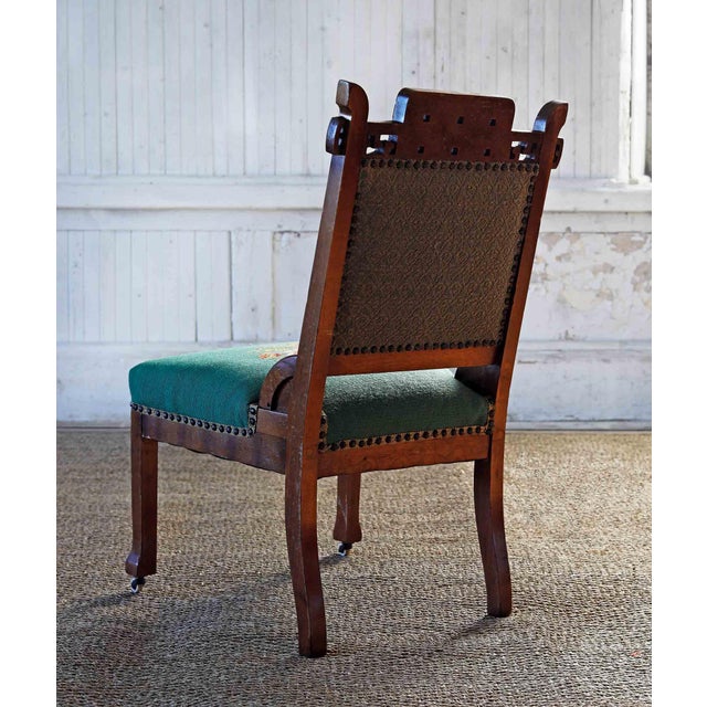 Antique Carved Chair With Needlepoint Detail - Eastlake For Sale - Image 4 of 6