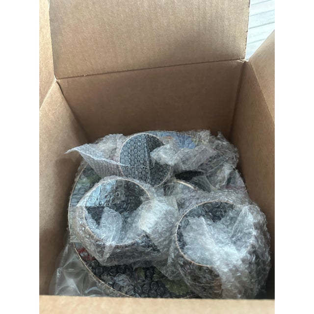 MacKenzie-Childs 4 Hand-Decorated Stainless Steel Flower Market Mugs With MacKenzie-Childs Flower Market Serving Bowl - Set of 5 For Sale In New York - Image 6 of 6