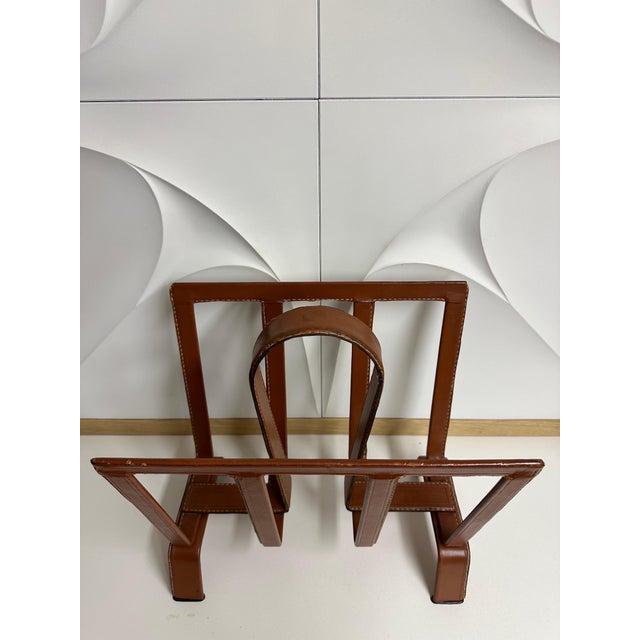 Stitched Leather Magazine Rack For Sale In Los Angeles - Image 6 of 12