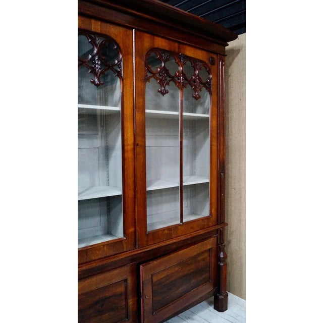 Large Victorian Gothic Rosewood and Glass Bookcase, 1880s For Sale - Image 3 of 18
